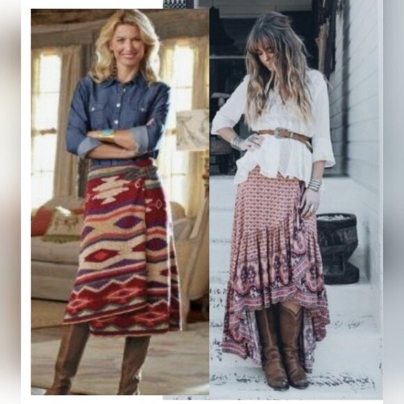 Western Maxi Dress Tribal Aztec Jersey Stretchy Cowgirl Rodeo - Picture 9 of 16